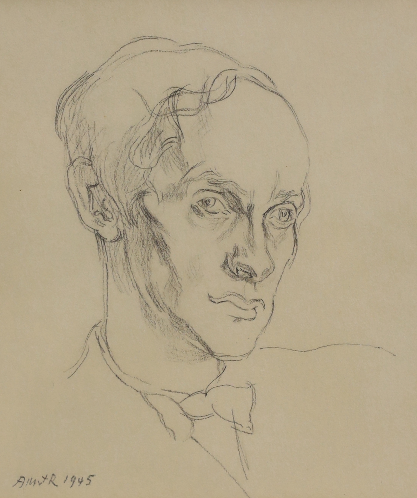 Albert R., two pencil drawings, 'Professor Lord David Cecil' and 'Professor Nevill Coghill Esq.', signed and dated 1945, 14 x 12.5cm and 19 x 15.5cm, matching simulated tortoiseshell frames